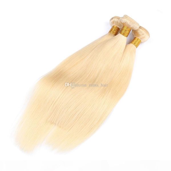 

#613 brazilian straight blonde human hair extensions blonde hair bundles 100% real human hair 3 bundles deals virgin raw indian wefts, Black;brown