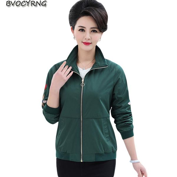 

new middle-aged women loose jacket fashion plus size zipper embroidered women spring autumn short coat female cardigan coat, Black;brown