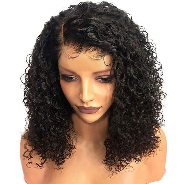 

14 inches afro kinky curly synthetic wigs black color hightemperature fiber wig perruques de cheveux humains xp9766
