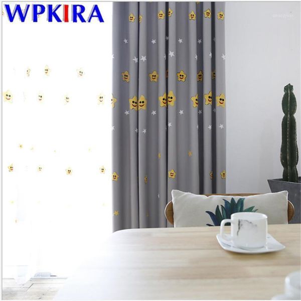 

cartoon star curtains for childern bedroom embroidery sheer curtain living room kids window treatment polyester 1pc x-ad396#301