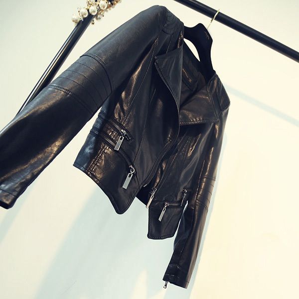 

fitaylor spring autumn ladies motorcycle leather jackets women turn-down collar zipper slim black moto & biker jacket female 201214