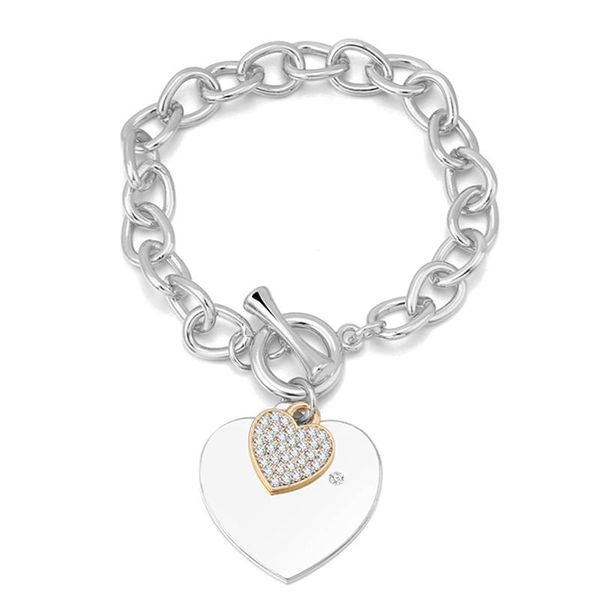 

heart-shaped charms bracelets women gold silver color bileklik stainless steel bracelet jewelry europe american style jewelry wmtmdu