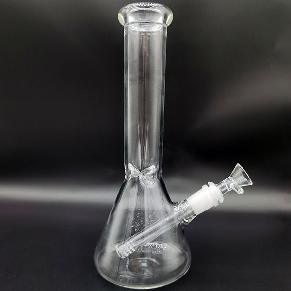 10 polegadas de vidro Beaker Base Bongo tubos de água pesados ​​com colcher de gelo Downstem Clear Bowl Bubbler Espessura Base de alta qualidade Dab Toda ferramenta de fumo