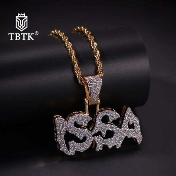 

pendant necklaces tbtk paved sparkling zircon issa letter necklace gold jewelry for man western hiphop style statement, Silver