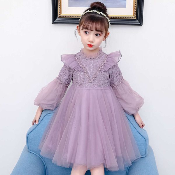 

winter new 2020 children's princs autumn lace korean bubble sve drs, Red;yellow