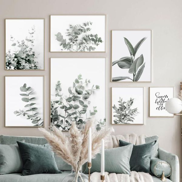 

paintings eucalyptus rubber green plant leaves art canvas painting nordic posters and prints modern wall pictures for living room decor