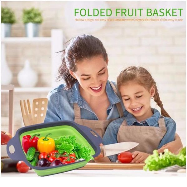 

1pcs folding drain basket retractable sile fruit vegetable colander kitchen leachate basket fruit vegetable washin bbydim