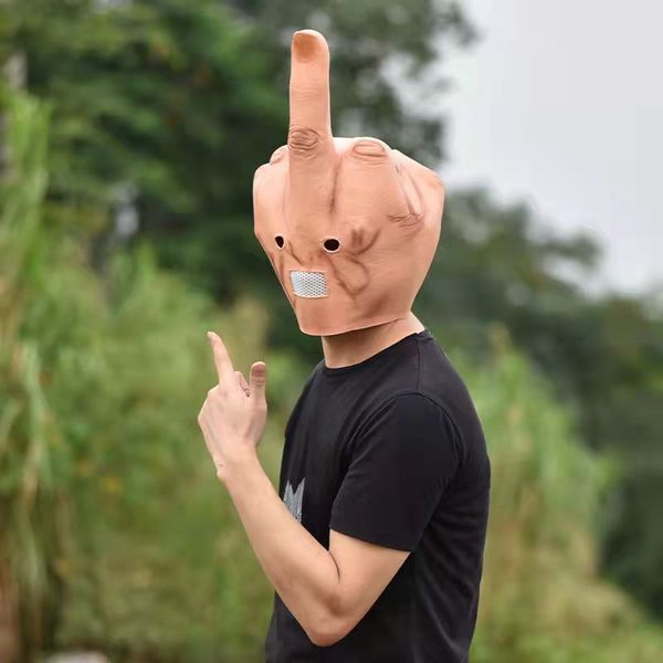 

costume accessories middle finger halloween full head mask latex scary costume party cosplay horror funny props accessories, Silver