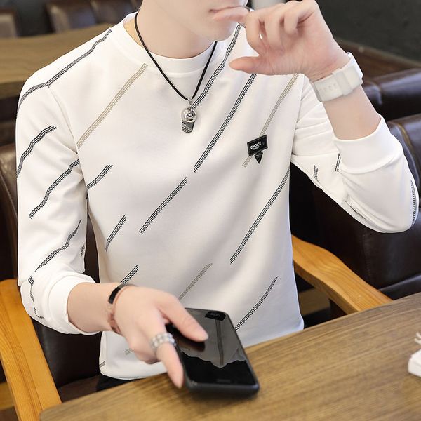 

spring men sleeve t-shirs collar shirt long menswear render unlined upper garment of you plus size m-3xl kg-415, White;black