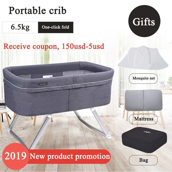 

baby cribs send mosquito nets and mattresses portable crib applicable age 0-2y dual use shaker bed 6.5kg installation