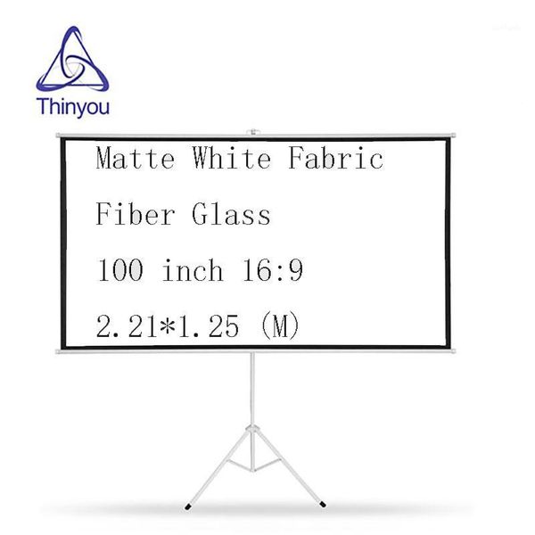 

projection screens thinyou projector screen 100 inch 16:9 tripod portable bracket matte white fabric fiber glass with stable stand tripod1