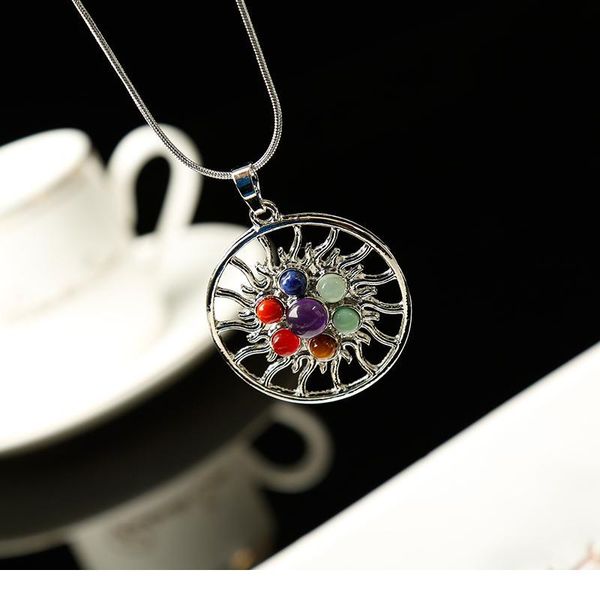 

1pc fashion seven chakras jewelry pendant necklace mineral healing crystals rose quartz meditation holiday party and jllnjv, Black