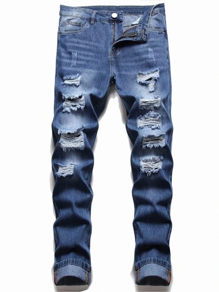 

men ripped detail jeans n2tu#, Blue