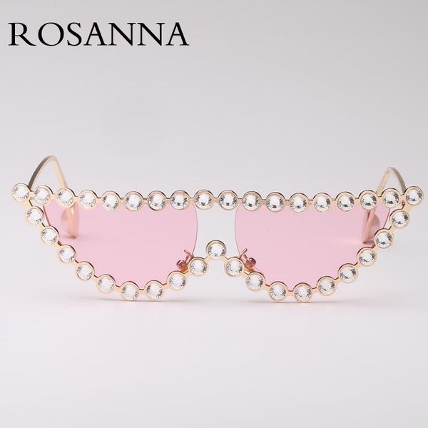 

rosanna brand luxury sunglasses 2020 new fashion metal cat eye sun glasses female diamond flat eyewear uv400, White;black