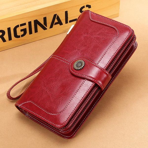 

2021 woman's wallet long handbag multi function woman's wallet, Red;black