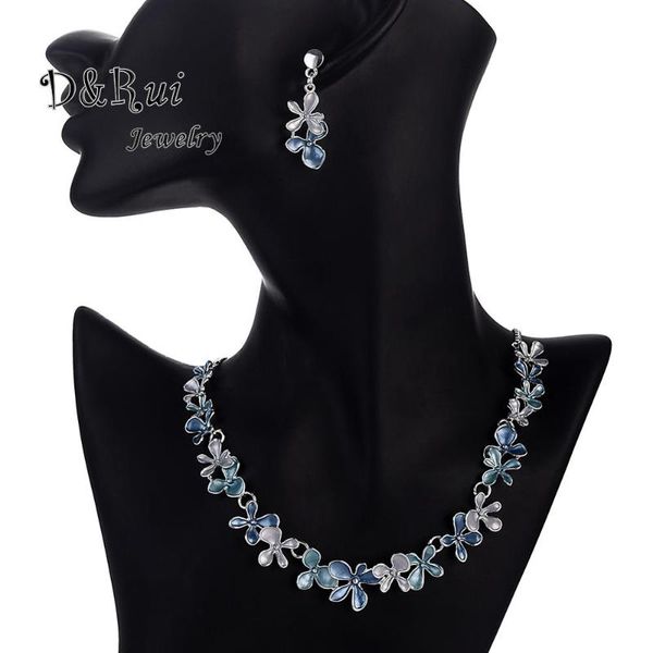 

selling flower pendants necklaces teenager fashion bridal jewelry sets wedding drop dangle earrings set friends gifts woman, Silver