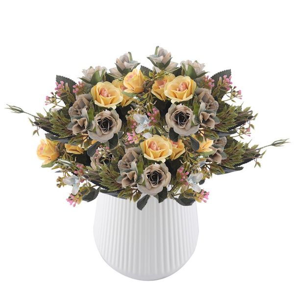 

поддельные розы искусственные цветы высокое качество букет гортензия гипсофила листья аксессуары для рождества главная свадебные украшения f