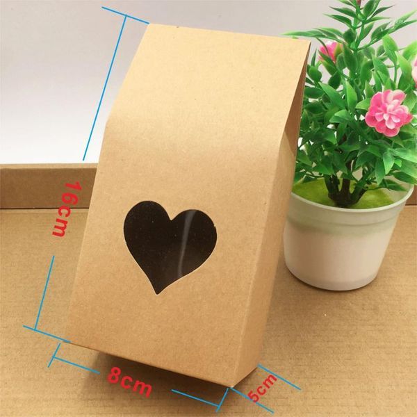 

gift wrap 20pcs 8*5*16cm wedding bag kraft paper with heart birthday party christmas year shopping package box1