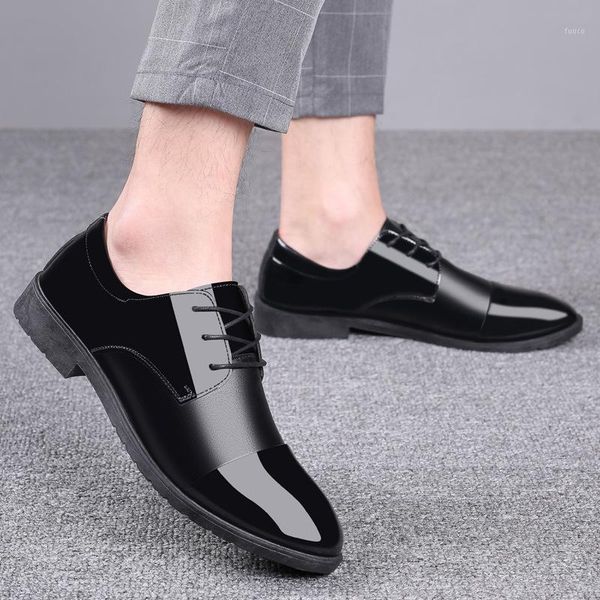 

dress shoes men loafers wedding patent leather oxford for hommes pointed toe1, Black