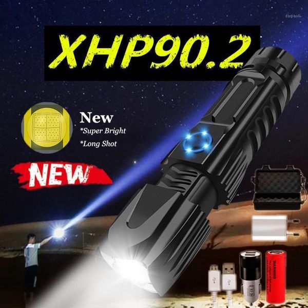 

most powerful xhp90.2 xlamp tactical usb rechargeable torch waterproof torch smart chip control1