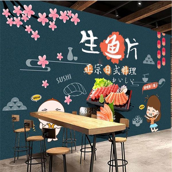 

wallpapers authentic japanese cuisine sushi sashimi dark blue background wall paper 3d restaurant industrial decor mural wallpaper