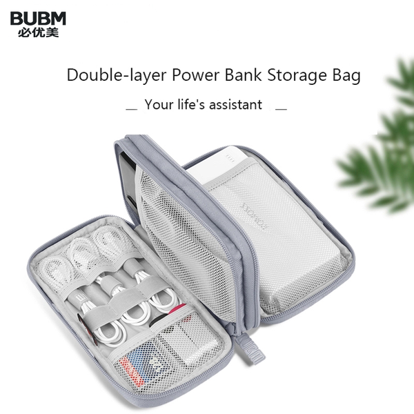 

bubm portable 20000mah power bank bag, external battery carrying pouch for charger, usb cable, hard drive, earphones