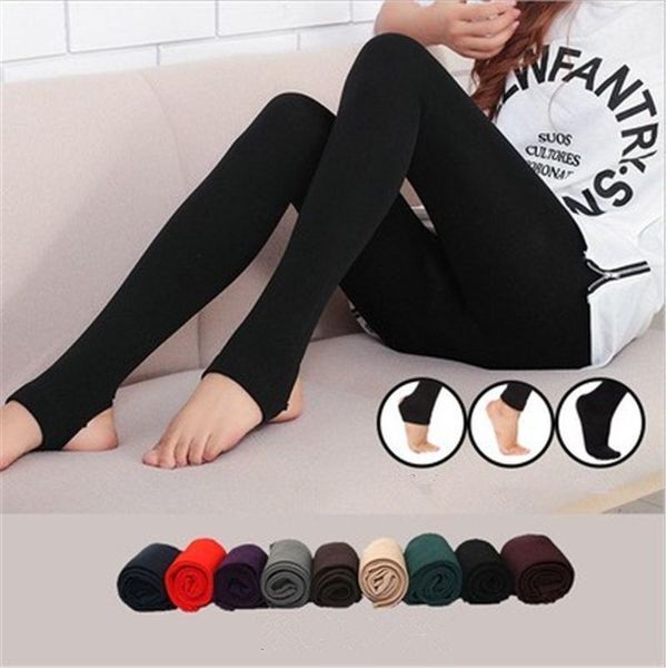 

wholesale women skinny leggings pant fashion trend external wear thicken brushed pants winter female nine points romper stepping on the foot, Black