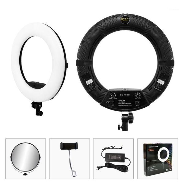 

flash heads 48w yidoblo led ring lamp fs-480ii 5500k warm & cold light adjustable 18" video + 2m tripod +bag kit1