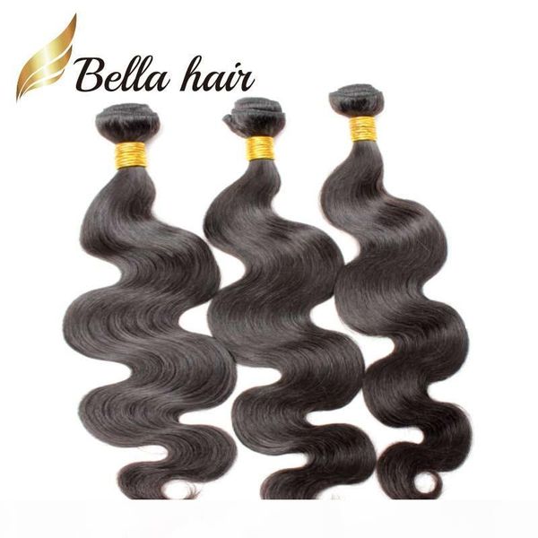 

10~24 inch unprocessed indian hair extension 8a natural color body wave human hair extension ing, Black