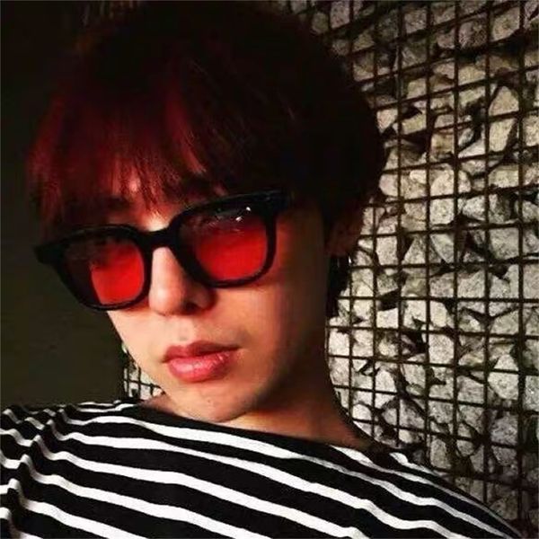 

gd quanzhilong the same red yellow lovers summer leisure men and women black frame sunglasses trend