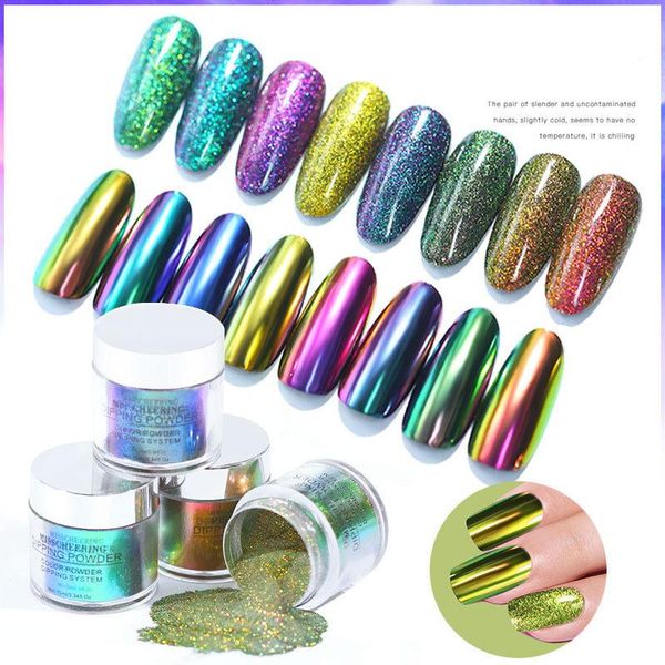 

nail glitter dipping powder holographic for manicure dust dip natural dry french nails art decoration, Silver;gold