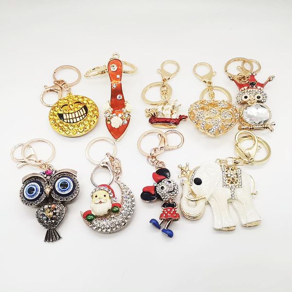 

gift alloy bag water diamond pendant key chain, Silver