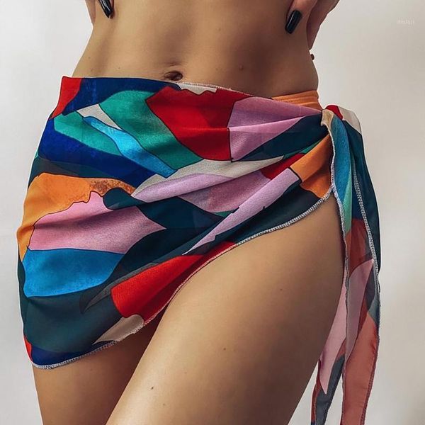 

women's bikini blouse pants blouse chiffon geometric printed skirt vintage skirt cheerleading streetwear female1, Black