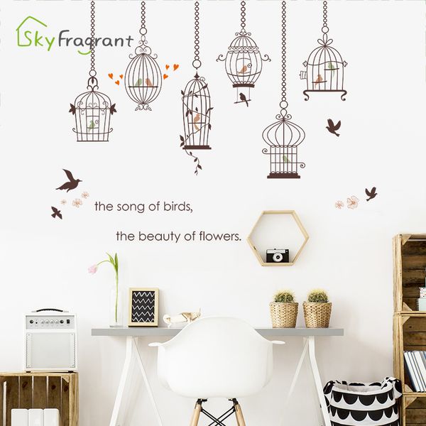 

simple warm birdcage removable home decoration sticker living room decor tv sofa background layout wall stickers self-adhesive q1215