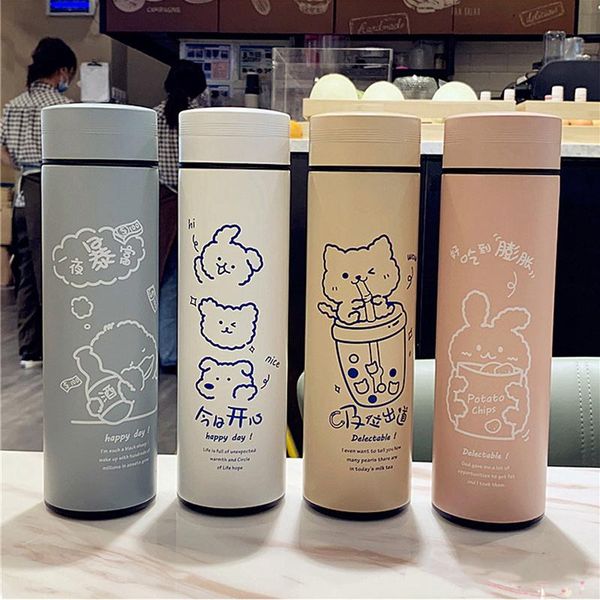 

новая творческая бутылка воды из нержавеющей стали для детей корейский милый большой емкости портативные водяные бутылки вакуумные изоляторы