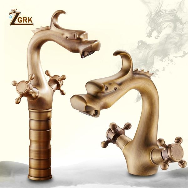 

bathroom sink faucets zgrk chinese dragon type deck mounted cock design dual handles single hole european style rural white gold faucet
