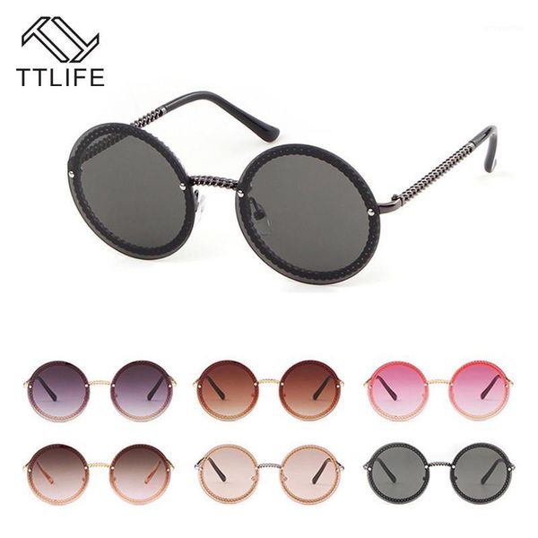 

TTLIFE Vintage Fashion Round Sunglasses Women 2020 Design Retro Rimless Frame Sun Glasses Female Shades1, White;black