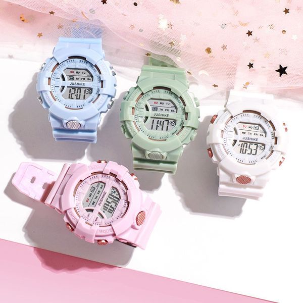 

men and women students simple electronic watch trend new fashion design watch waterproof luminous sports watch, Silver