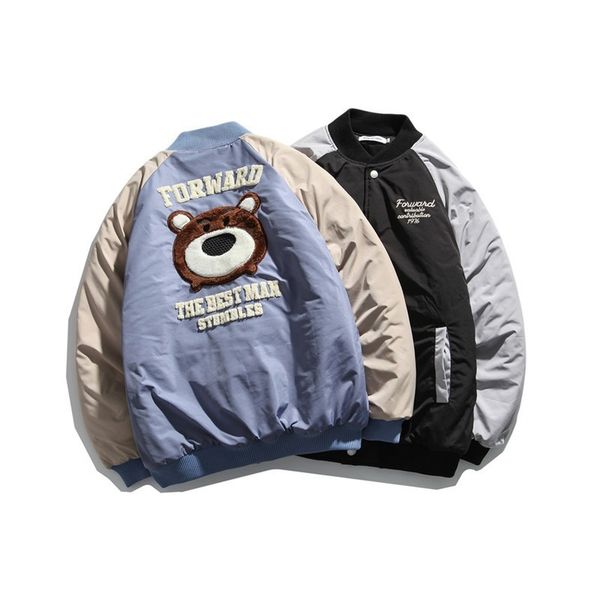 

2021 New Port Wind Shoulder Bear Cartoon Version of Clothes Weighed Cotton Student Winter Coat Brealotdching Tide T1N7, Black