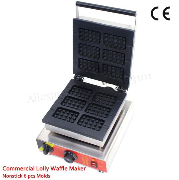 

коммерческая карта-формы lolly waffle machine anstick 6 пресс-форм 1500w закуска устройство
