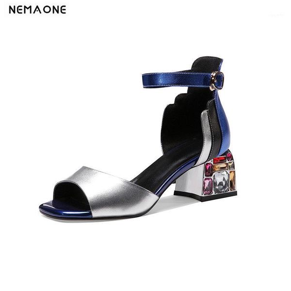 

genuine leather 2020 new women sandals fashion restoring ancient ways square toe women shoes ladies 5cm heel summer party shoes1, Black