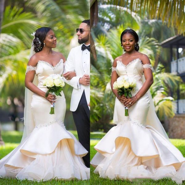 

сексуальные африканские свадебные платья 2021 кристаллы плюс размер свадебное платье без спинки русалка невестые платье из бисера одежда де, White