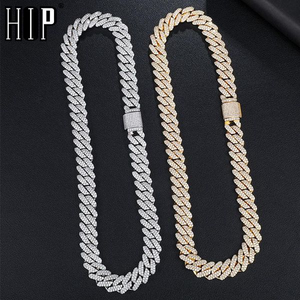 

хип-хоп 12 мм cz cu cuban prong цепи ожерелья коробки пряжка полная завещание zircon bling цепи для мужчин колье ювелирные изделия с твердой, Silver