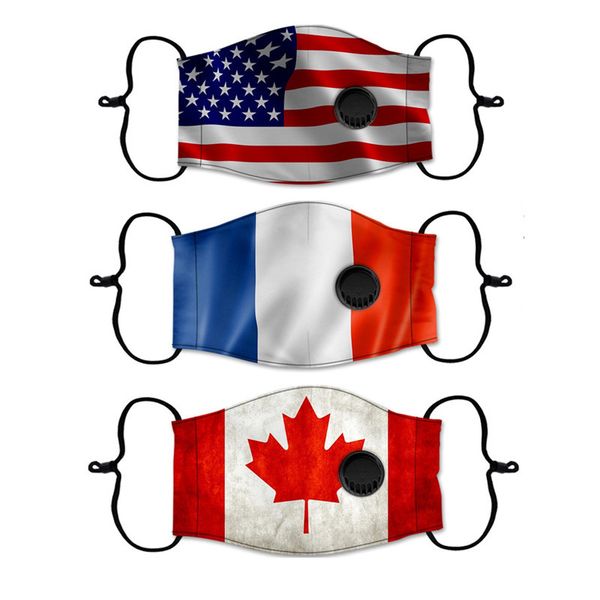

united factory kingdom reusable face germany american canada flag printing washable adjustable with breathing valve protective mask