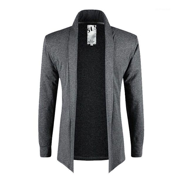 

wholesale- new men's autumn fashion slim solid color cape cardigan jacket thin coat1, Black;brown