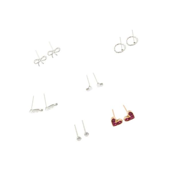 

6 pairs circle ear jewelry alloy stud set temperament fashion earrings eardrop ear stud earbob for women, Golden;silver