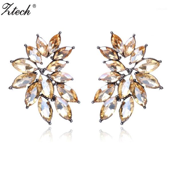 

stud ztech luxury trendy earrings opal stone women elegant crystal party dress gift fashion wedding jewelry1, Golden;silver