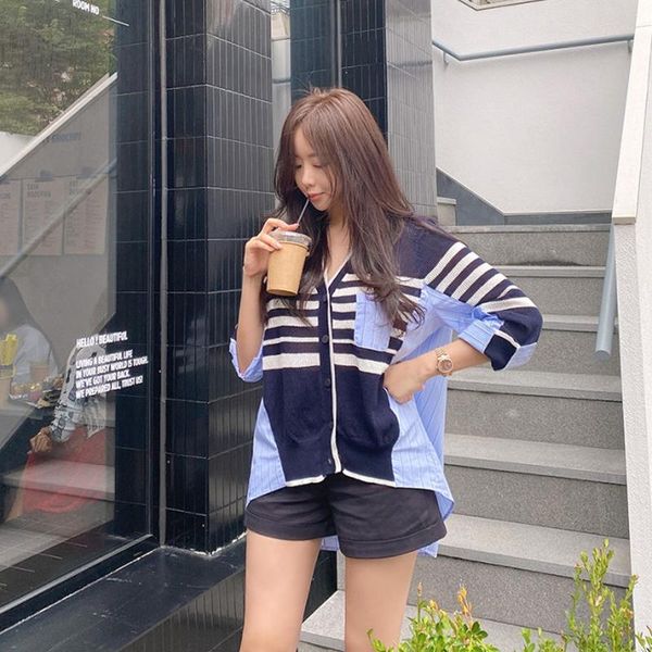 

койгарсам вязание рубашки женские вершины лоскутные женские рубашки черный 2125, White