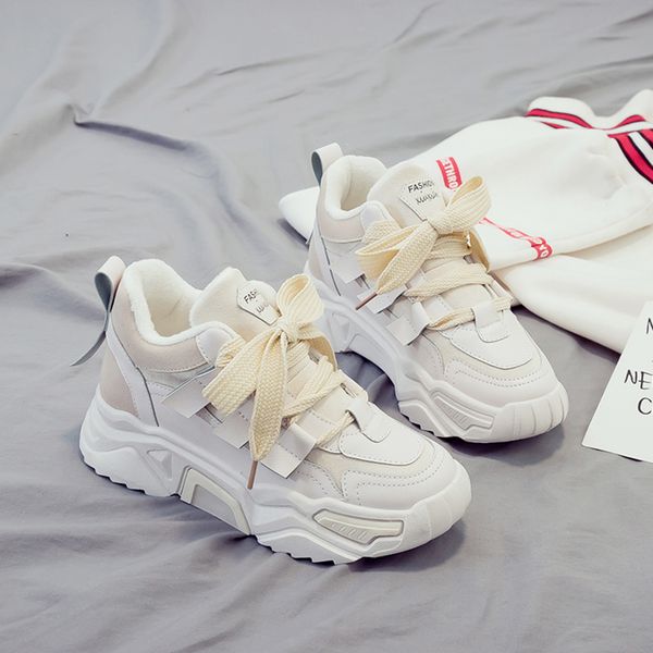 

2020 new dada sports plush thickening women's versatile junior high school students' inschao winter two cotton shoes, Black