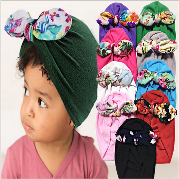 

toddler newborn baby bowknot hats big bows head wrap caps floral headband infant headwrap beanies kids childs hair band earmuffs cap g10507, Slivery;white